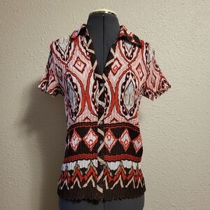 Nicola Sheer Crinkle Button-Up Top Size Medium